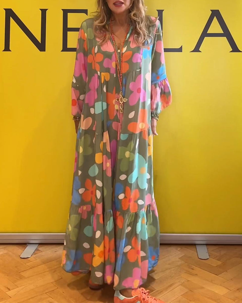 NÁDIA - FLORAL CASUAL BELL SLEEVES DRESS SALE