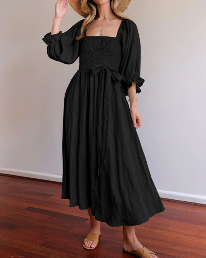 CORA™ | RUFFLED SLEEVES DRESS WITH BELLY HIDER SALE