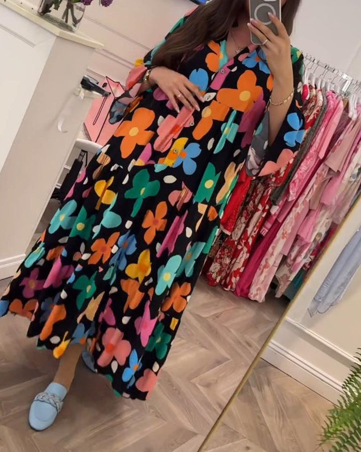 NÁDIA - FLORAL CASUAL BELL SLEEVES DRESS SALE