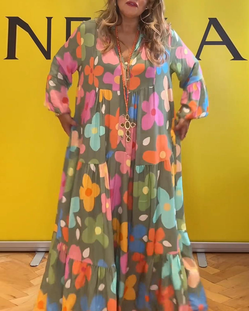 NÁDIA - FLORAL CASUAL BELL SLEEVES DRESS SALE