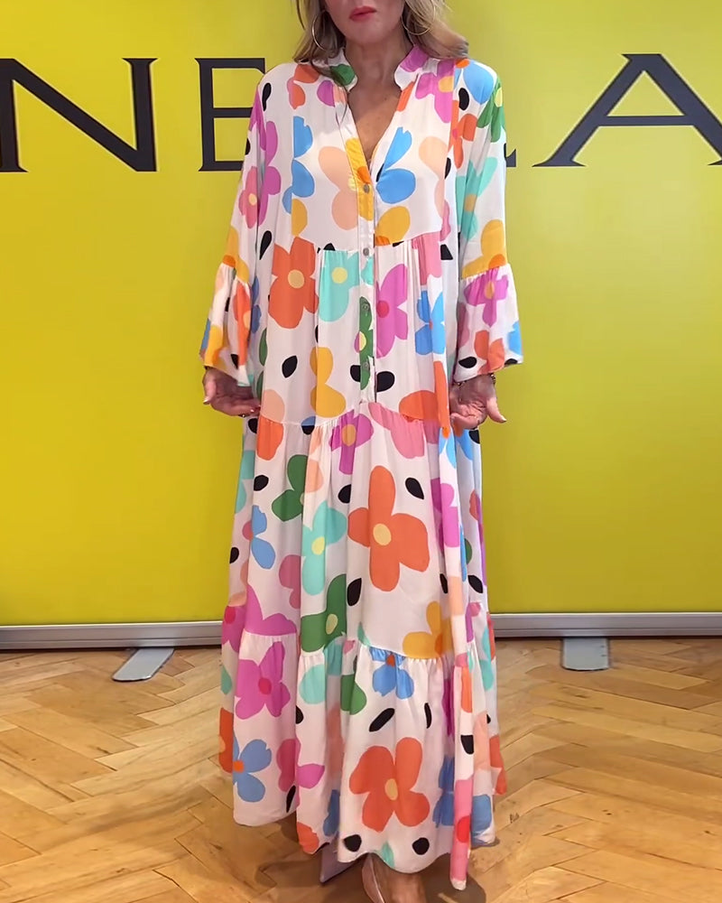 NÁDIA - FLORAL CASUAL BELL SLEEVES DRESS SALE