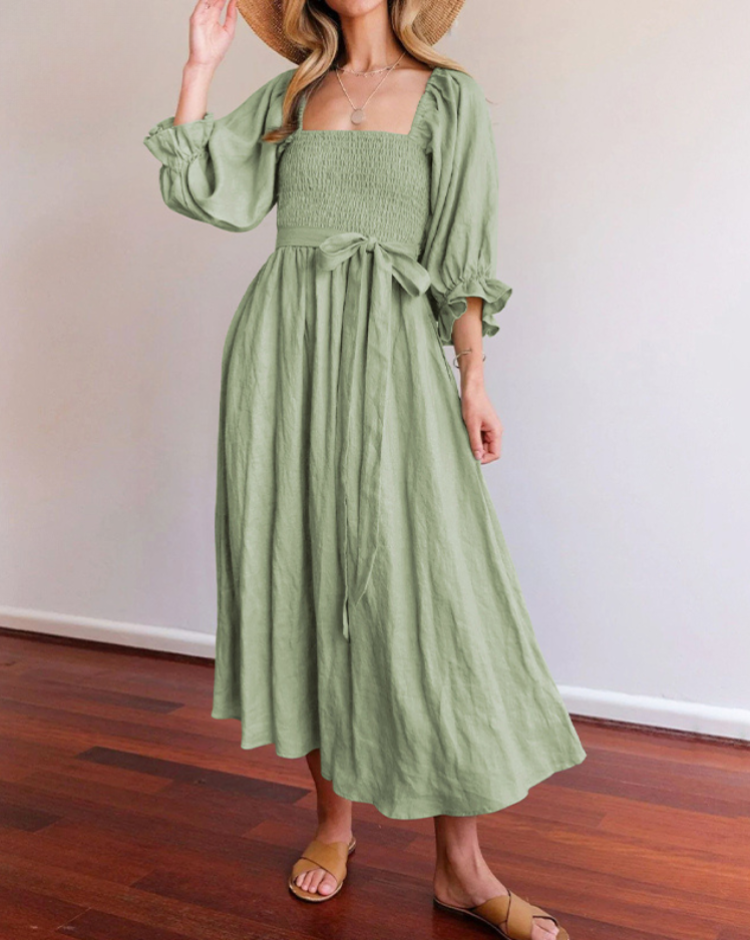 CORA™ | RUFFLED SLEEVES DRESS WITH BELLY HIDER SALE