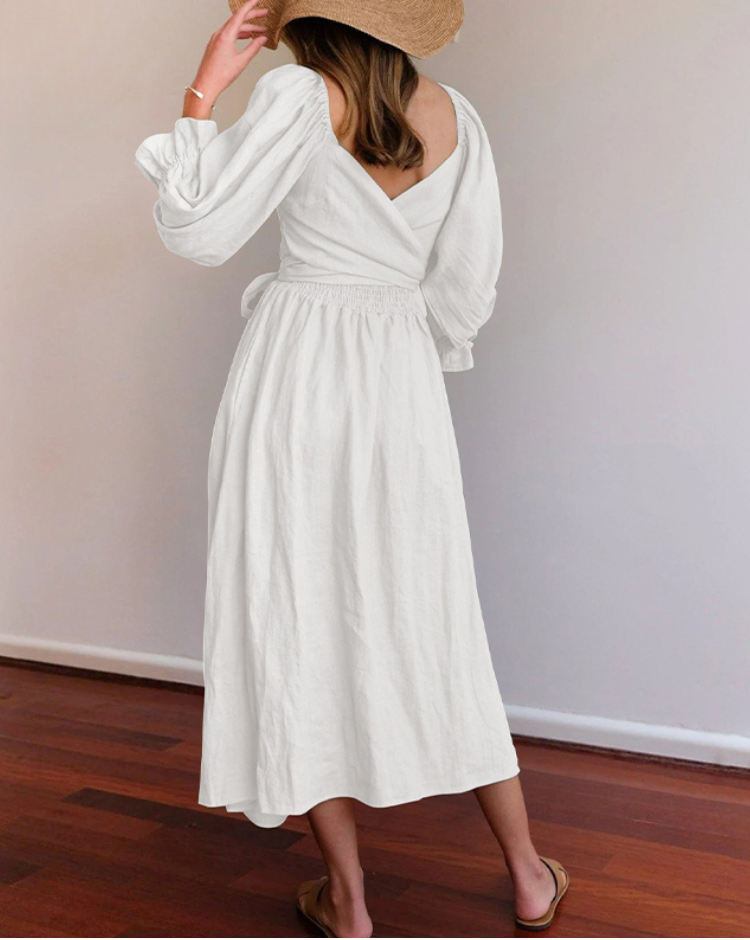 CORA™ | RUFFLED SLEEVES DRESS WITH BELLY HIDER SALE