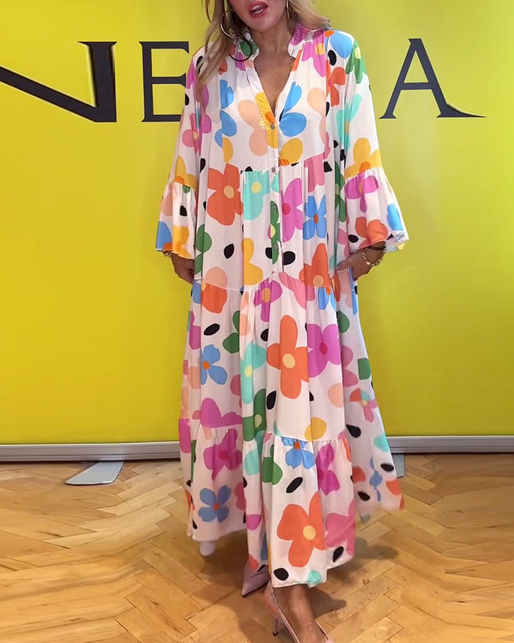 NÁDIA - FLORAL CASUAL BELL SLEEVES DRESS SALE