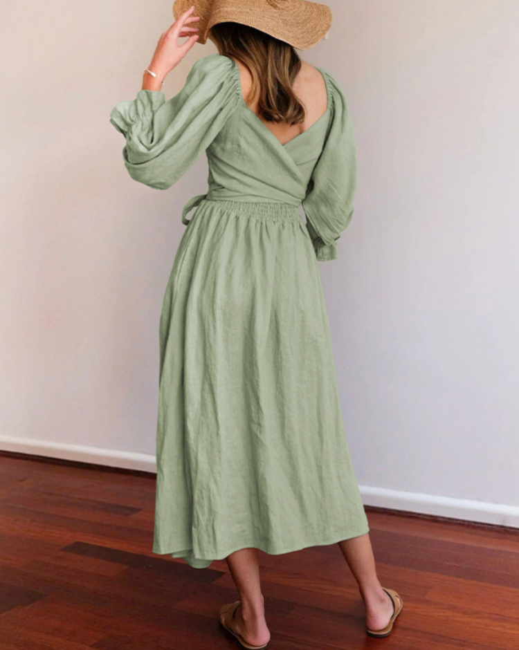 CORA™ | RUFFLED SLEEVES DRESS WITH BELLY HIDER SALE