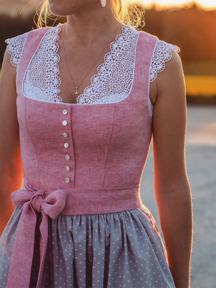 Edles schlichtes Vintage Dirndl aus Leinenmischung