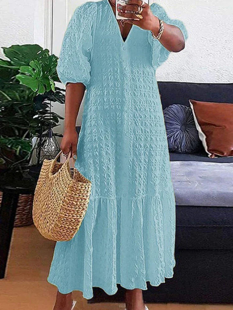 FLORIANA - SUMMER V-NECK LONG DRESS WITH BELLY HIDER SALE