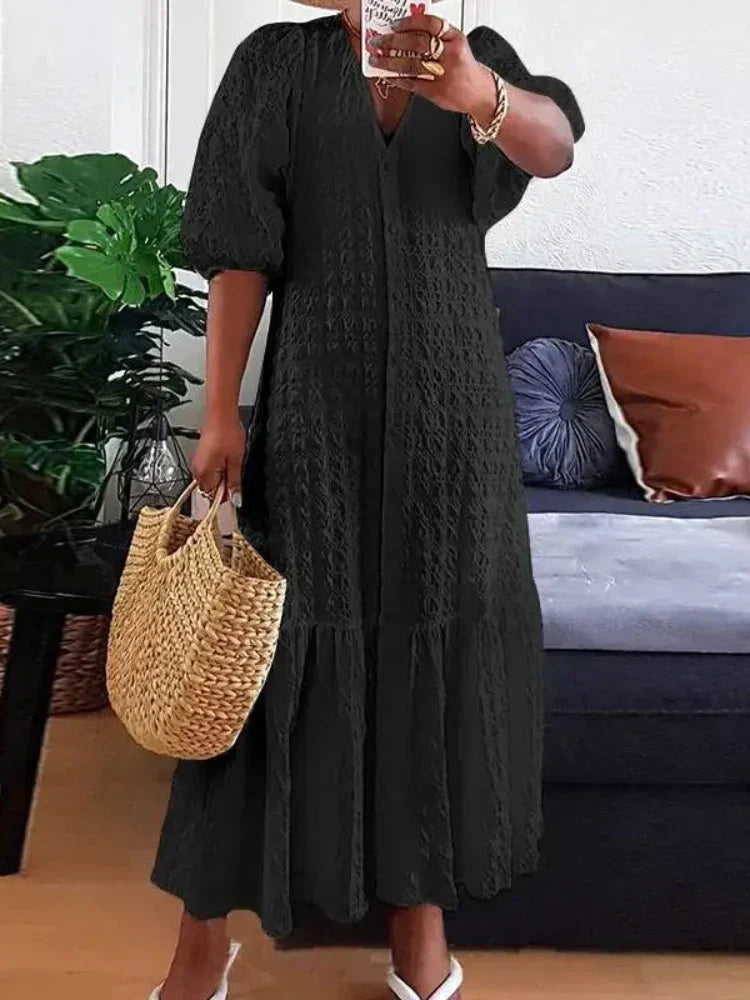 FLORIANA - SUMMER V-NECK LONG DRESS WITH BELLY HIDER SALE