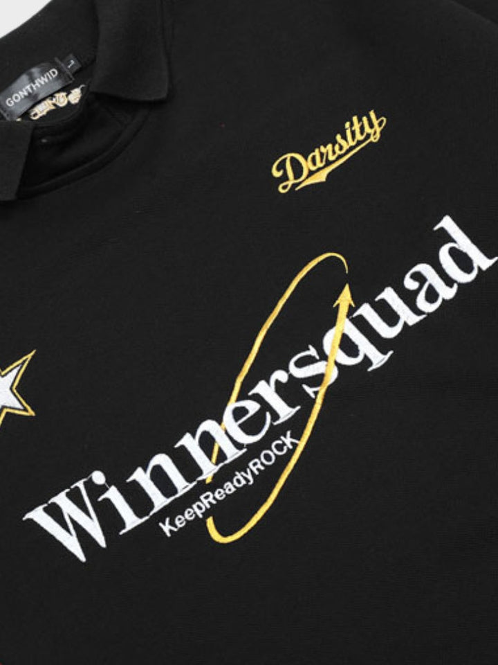 WinnersSquad Oldskool Fußball-Langarm-Poloshirt