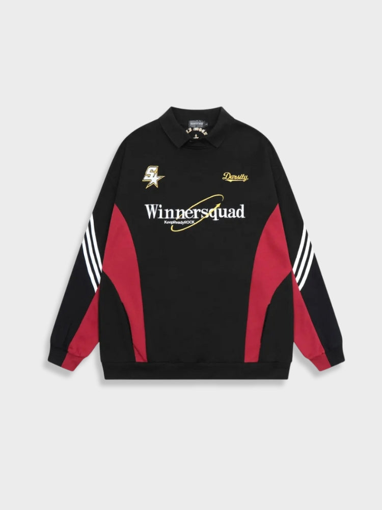 WinnersSquad Oldskool Fußball-Langarm-Poloshirt