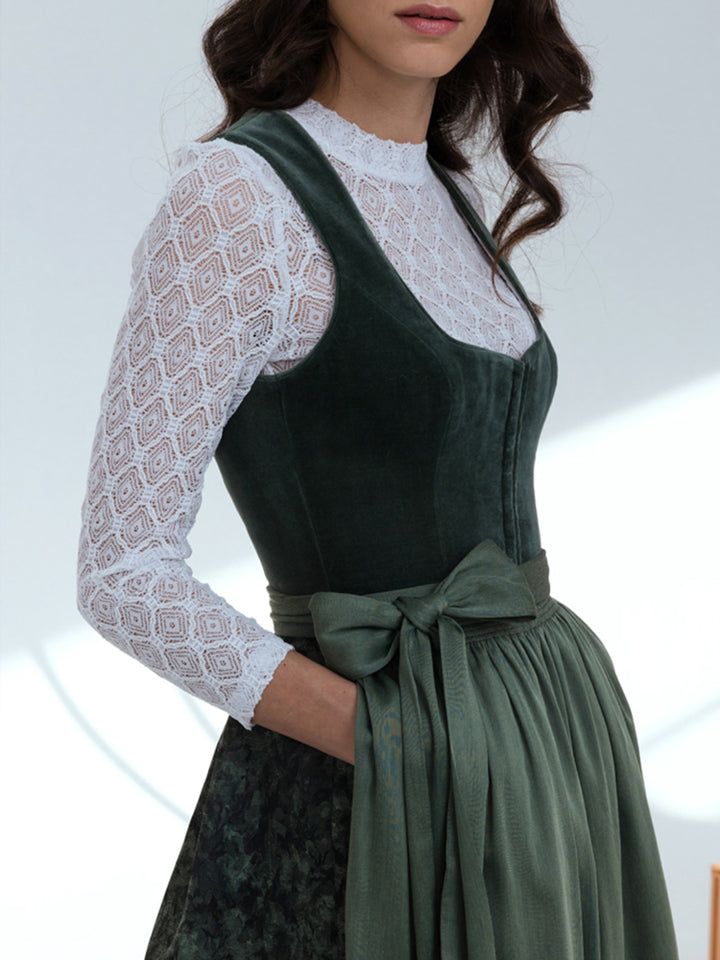 Schlichtes, elegantes Midi-Dirndl mit Biesensaum